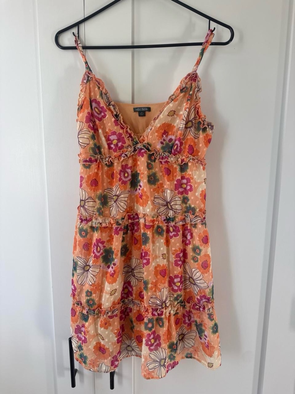 Target Orange Floral Tiered Spaghetti-Strap Mini Dress